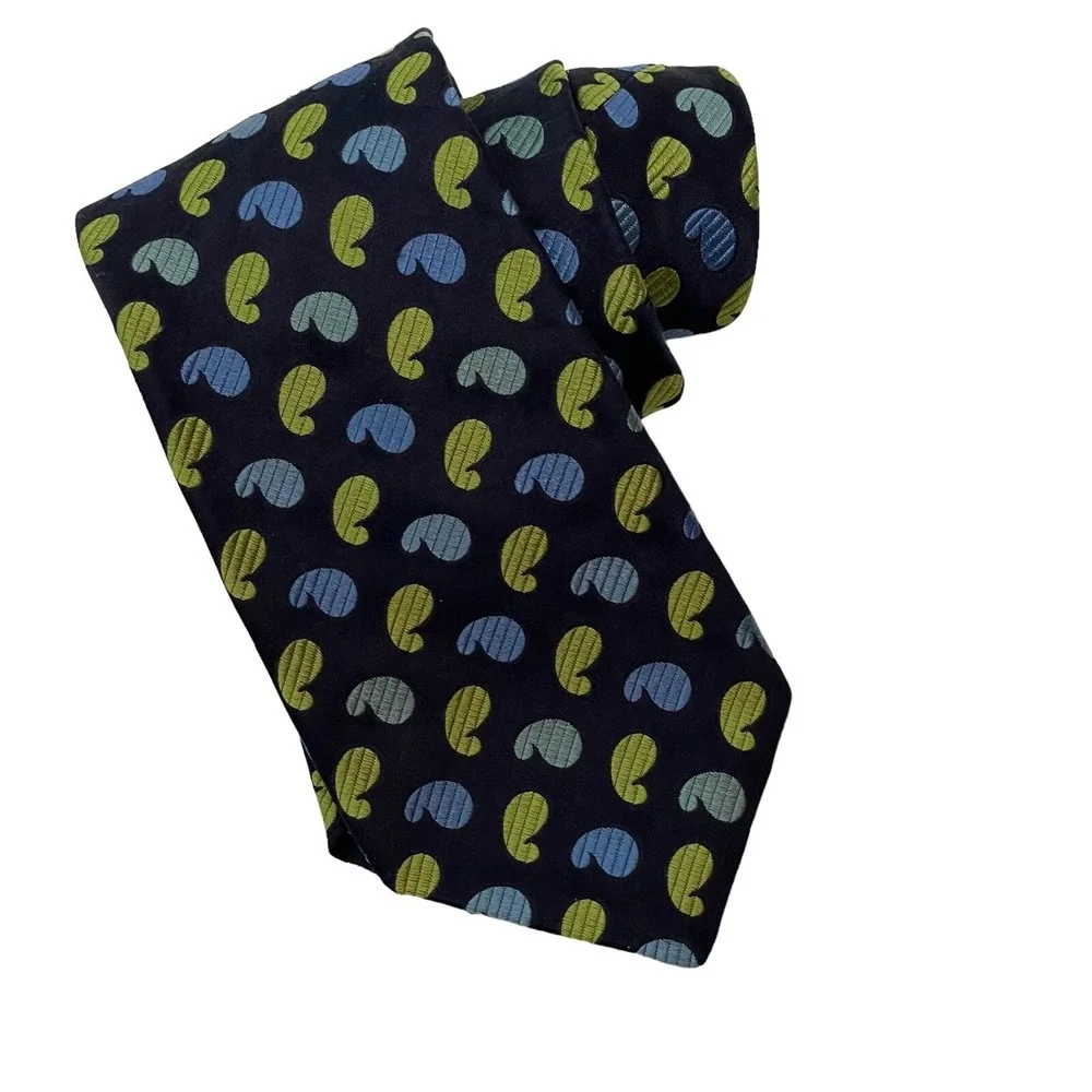 Ted Baker Men's Necktie 100% Silk Colorful‎ Blue Green Turquoise Paisley